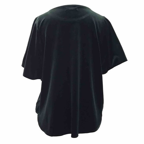 Madewell Velvet Hunter Green Short Sleeve Boxy Top Classic Holiday Blouse - S - Picture 3 of 7
